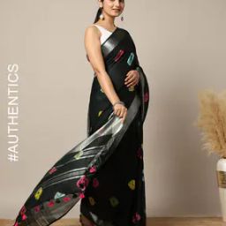 Hand Shibori Dyed Slub Linen Saree-image-3