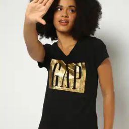 Embedded Logo Print V-Neck T-Shirt-3
