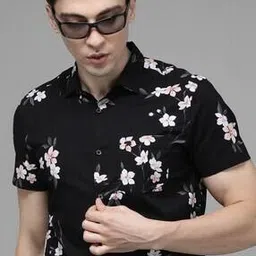 the bear house Men Floral Printed Slim Fit Shirt-picture-45