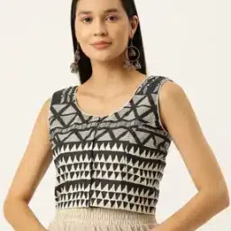 Geometric Print Front-Open Blouse-0