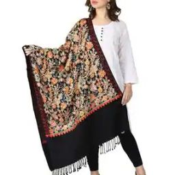 Floral Embroidered Stole with Tassels-image-2