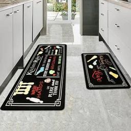 Set of 2 Typographic Print Kitchen Mats-13