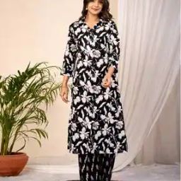 Women Floral Print A-Line Kurta & Pants Set-image-61