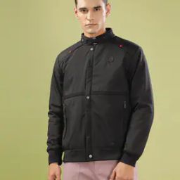Men Self-design Bomber Jacket-image-0