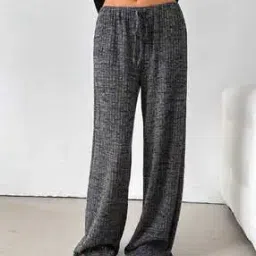outzidr global Women Wide-Leg Track Pants with Elasticated Drawstring Waist-picture-0