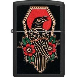 Zippo Crow Tattoo Design Black Matte Windproof Lighter-27