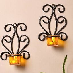 Set of 2 Wall Sconce with Glass Votive Candle Holders-26