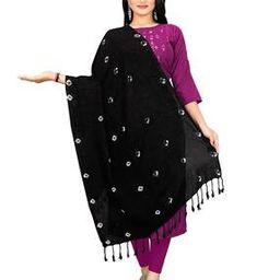 Women Bandhani Print Dupatta with Tassels-picture-10
