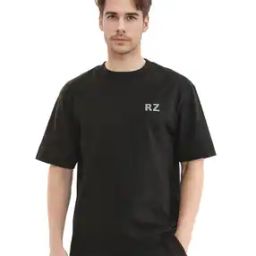 Men Typographic Print Oversized Fit Crew-Neck T-Shirt-image-22