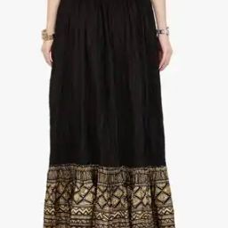 Women Crinkled Flared Skirt-image-3