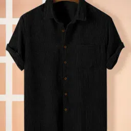 Men Ribbed Regular Fit Shirt with Short Shorts-picture-1