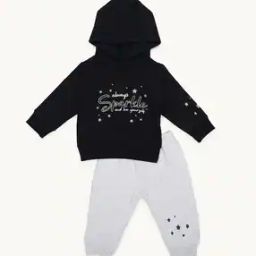 Typographic Print Hooded Set-image-70