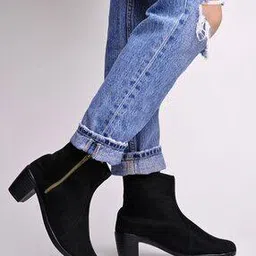 shoetopia Women Heeled Boots with Suede Upper-picture-3