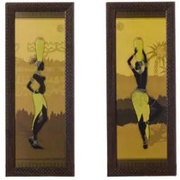 Set of 2 Tribal Lady Satin Matt Texture UV Art Painting-14