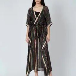 Striped Cover-Up Dress with Tie-Up Belt-16
