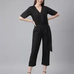 V-neck Waist Tie-Up Jumpsuit-image-41