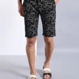 Men Floral Print Slim Fit Flat-Front Shorts-image-48