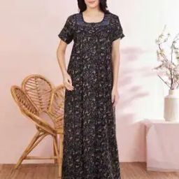 Women Floral Print Round-Neck Nighti-picture-28