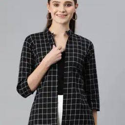 Checked Shrug with Front-Open-44