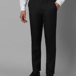Men Checked LSim Fit Flat-Front Trousers-image-73