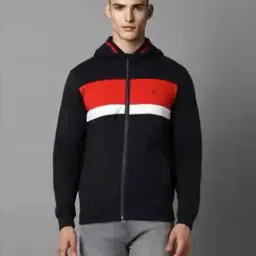 Men Colourblock Regular Fit Zip-Front Hoodie with Slit Pockets-picture-34