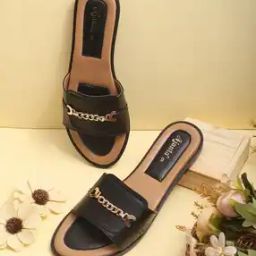 Slip-On Flat Sandals with Chain Accent-image-43