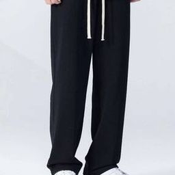Men Straight Track Pants with Drawstring-image-108