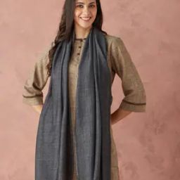Women Patterned Silk Stole with Tassels-picture-18