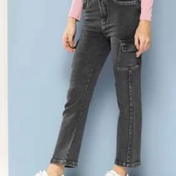 Girls Straight Jeans with 5-Pocket Styling -image-93