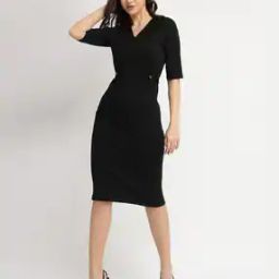 Women Bodycon Dress with Bracelet Sleeves-image-8