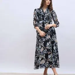 Floral Print A-Line Dress-image-14