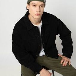 Corduroy Button-Front Collared Jacket-17