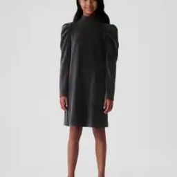 Girls Ribbed Mock-Neck A-Line Dress-image-27