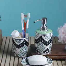 Set of 3 Ceramic Curved Bathroom Accessories-24