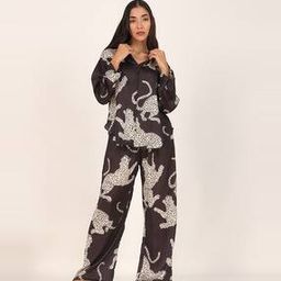 Women Animal Print Loose Fit Shirt & Pyjamas Set-image-66