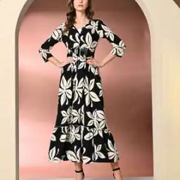 Women Floral Print Fit & Flare Dress-image-4
