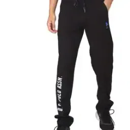 Brand Print Track Pants with Drawstring Waist-36