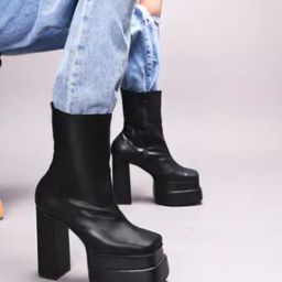 Women High Ankle-Length Block Heel Zipper Boots-image-97