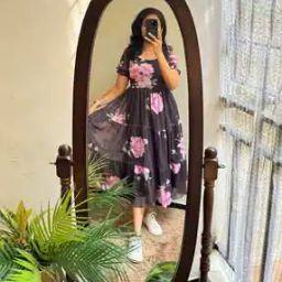 Women Floral Fit & Flared Gown Dress with Round Neck-image-16