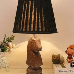 Ribbed Table Lamp with Wood Base-1