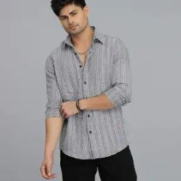 Men Checked Regular Fit Shirt with Curved Hem -image-39