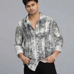 Men Printed Regular Fit Shirt with Curved Hem-image-56