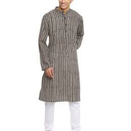 Stripes Long Cotton Kurta-image-32
