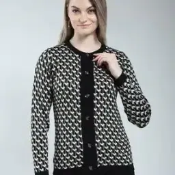 monte carlo Women Self-Design Round-Neck Cardigan-picture-41