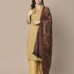 Pashmina Wool Kani Kalamkari & Kashmiri Handloom Shawl with Tassels-image-23