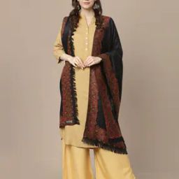 Pashmina Wool Self-Design Woven Kashmiri Shawl with Tassels-20