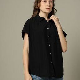 Collared Cap Sleeve Shirt-image-8