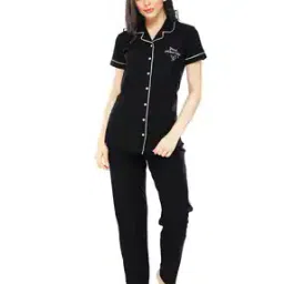 Typographic Print Shirt & Pyjamas Set-image-66