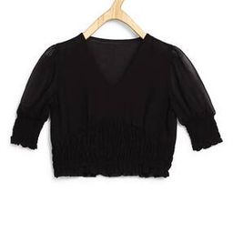 V-neck Shirred Top-image-48