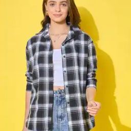 Women Checked Oversized Fit Shirt-image-14